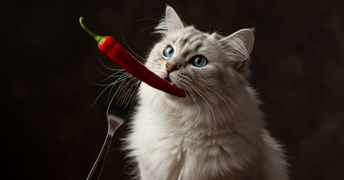 cat eats spicy food